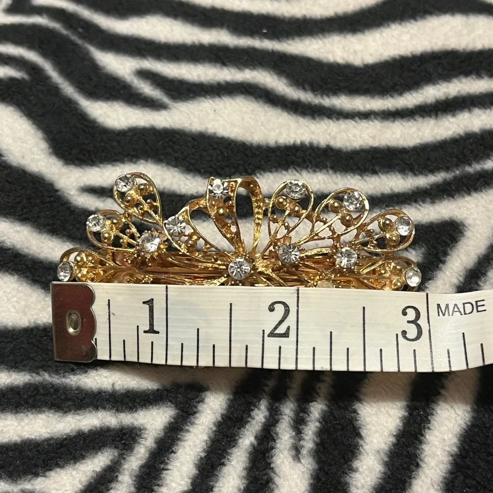Gold Floral Rhinestone Hair Clip